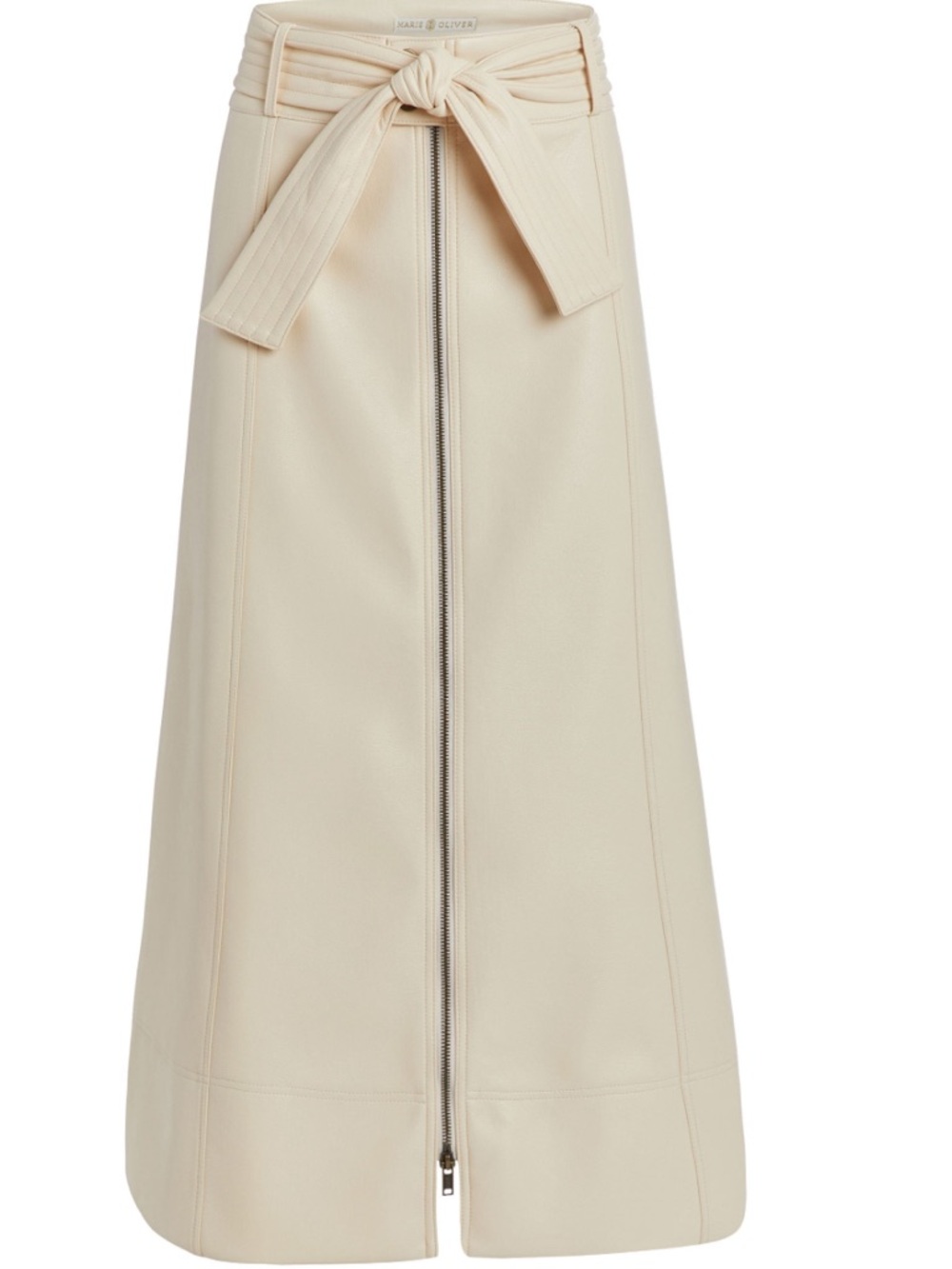 Marie Oliver Cream High-Waist Maxi Skirt with Front Tie